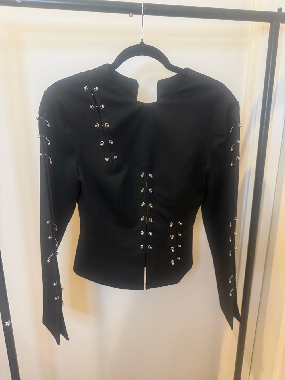 Black Studded Pierced Women's Blazer Jacket